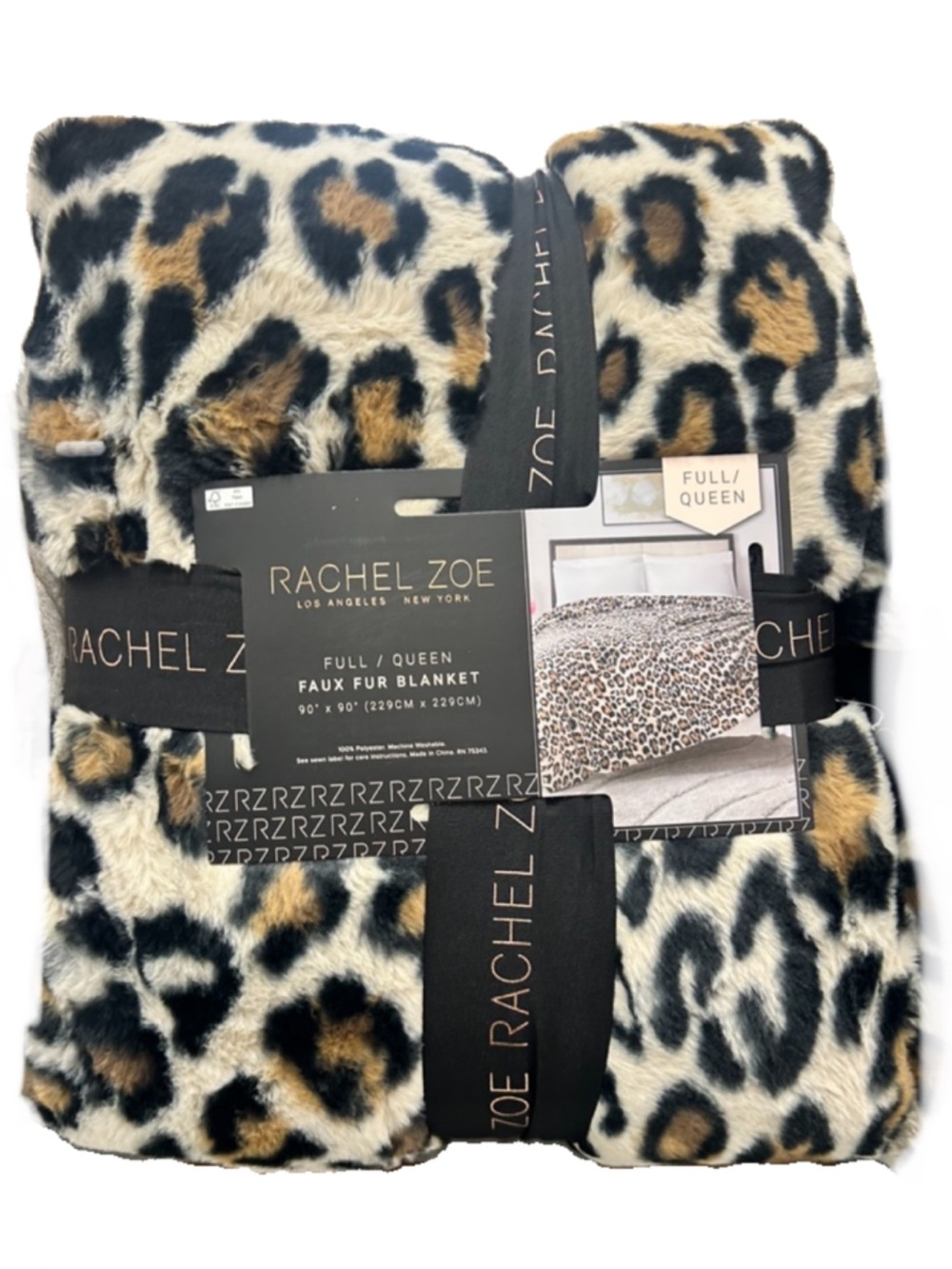 Rachel Zoe Animal Print Faux Fur Queen Brown, Beige and Black Blanket 90”x90